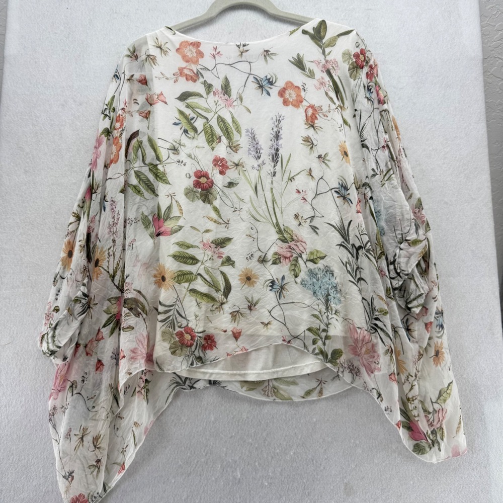 Viola Borghi Made in‎ Italy Floral Print Sheer Overlay Top Blouse Size S - Picture 7 of 7